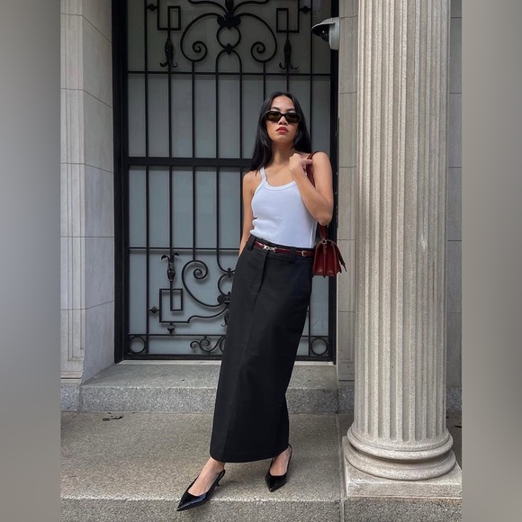 MAYSON THE LABEL 
BLACK-TWILL-COLUMN-MAXI-SKIRT - Picture 3 of 6